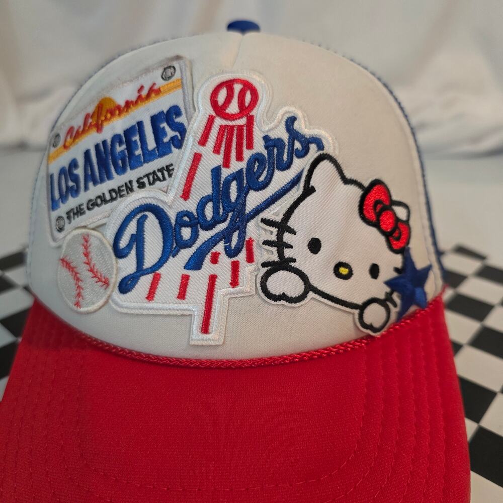 Custom 1of1 Hello Kitty Los Angeles Dodgers Patch Trucker Hat OSFM - Picture 2 of 7